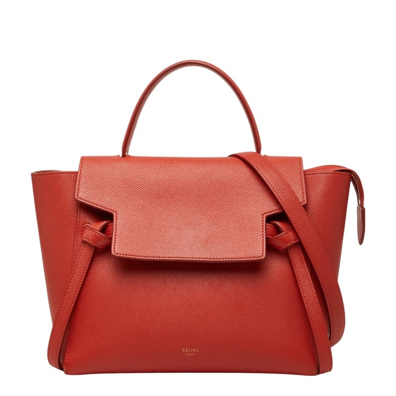 セリーヌ ベルトバッグ マイクロ ハンドバッグ ショルダーバッグ 2WAY オレンジ レザー レディース CELINE 【中古】