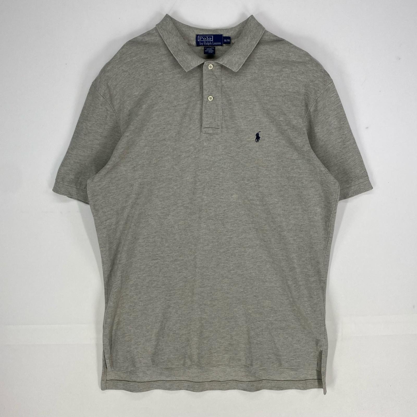 古着 ポロバイラルフローレン Polo by Ralph Lauren 半袖シャツ 刺繍ロゴ ワンポイント ポロシャツ XL グレー系 メンズ