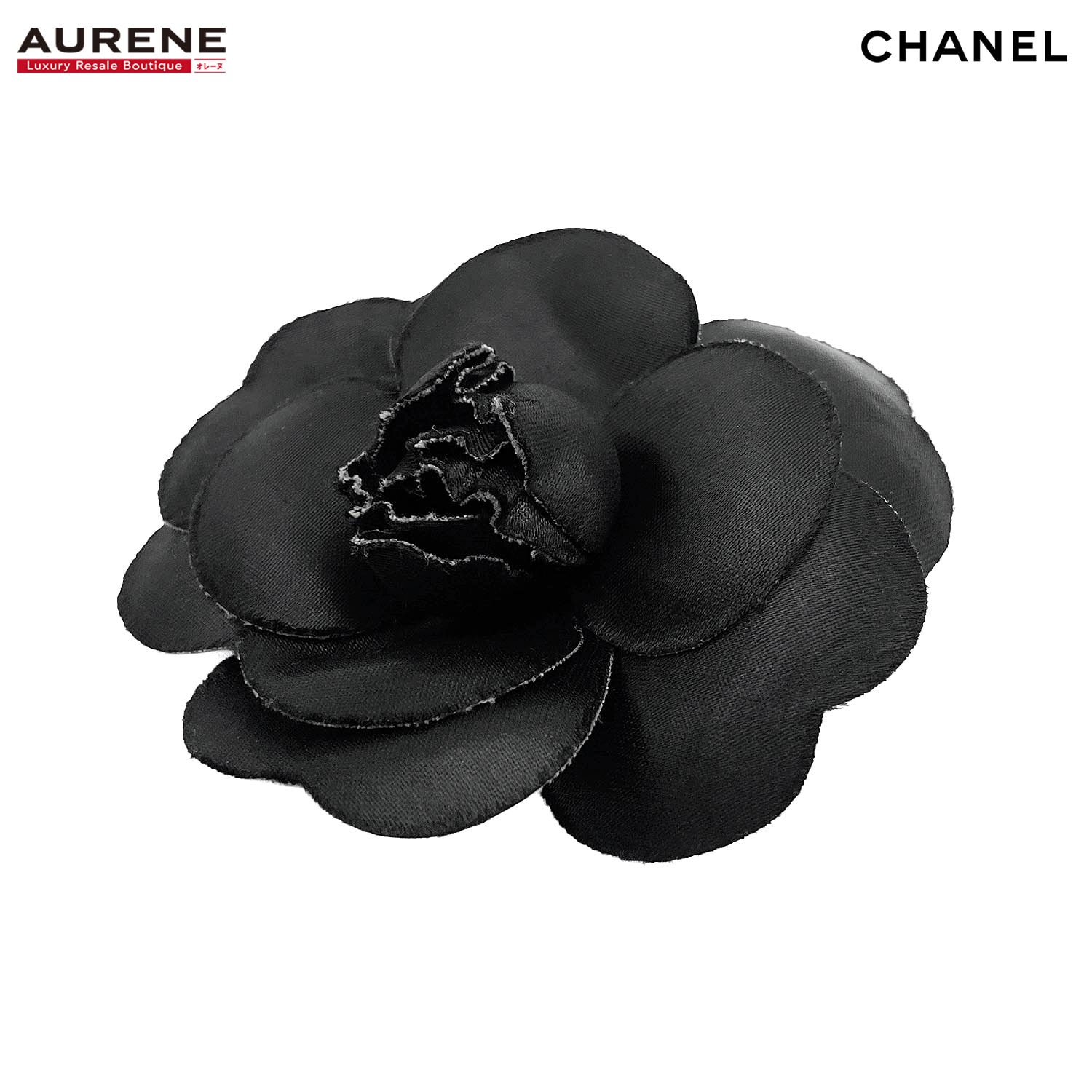 CHANEL シャネル カメリア コサージュ ブローチ
 フラワー サテン ブラック レディース
 【中古】