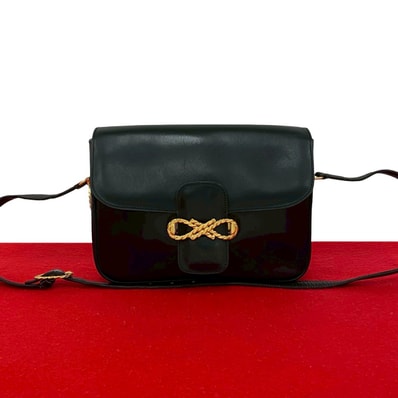 CELINE セリーヌ リボン モチーフ 金具 カーフ レザー ショルダーバッグ ブラック
2160a