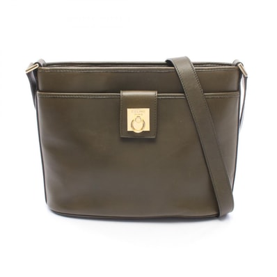 セリーヌ CELINE ガンチーニ ショルダーバッグ バッグ レザー レディース カーキ系 【中古】