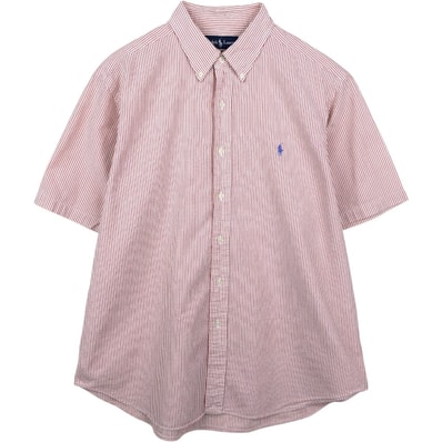 古着 ラルフローレン Ralph Lauren CLASSIC FIT クラシックフィット シアサッカー 半袖 ボタンダウン ストライプシャツ メンズXL相当/eaa665061