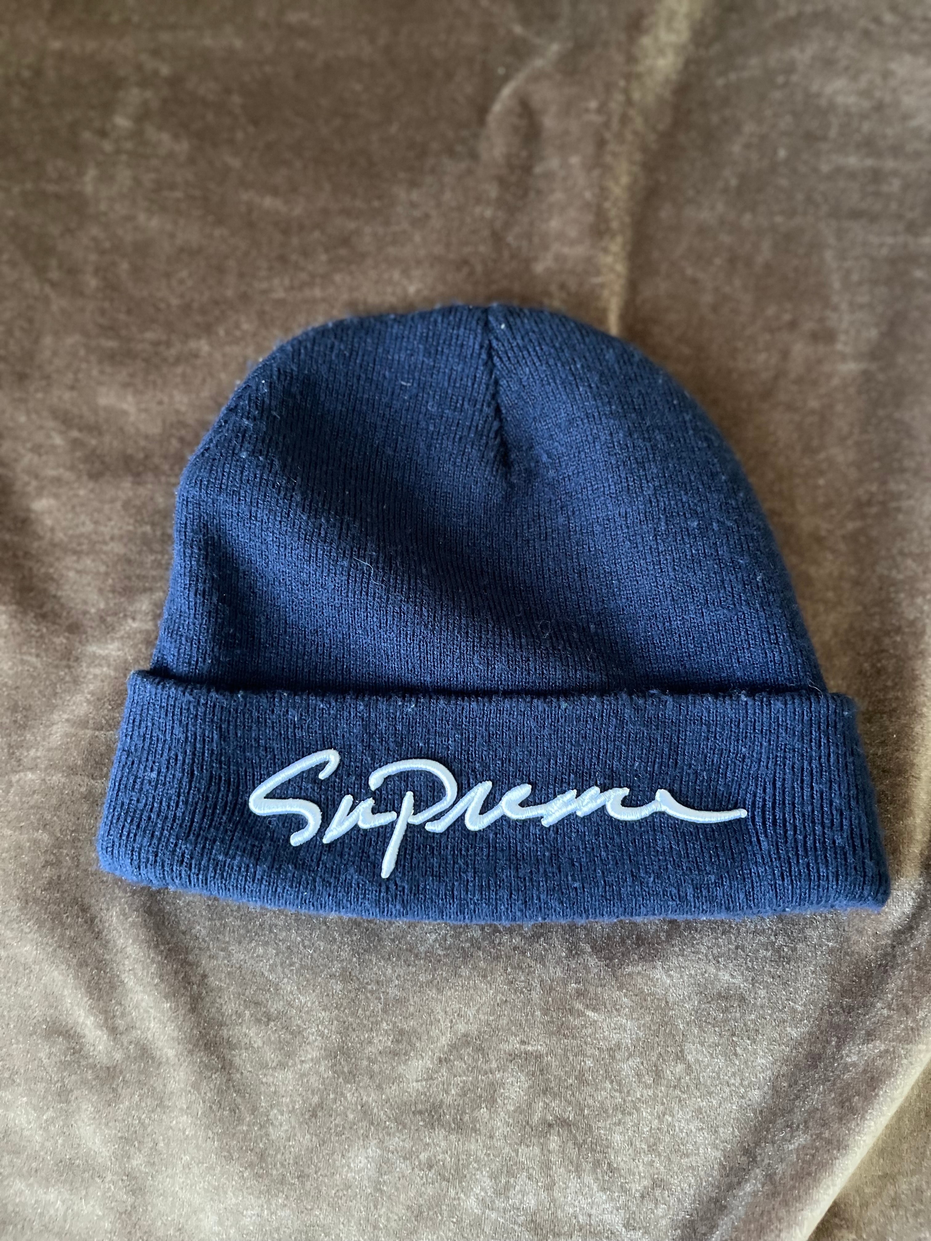 Supreme Classic Script Beanie "Navy"