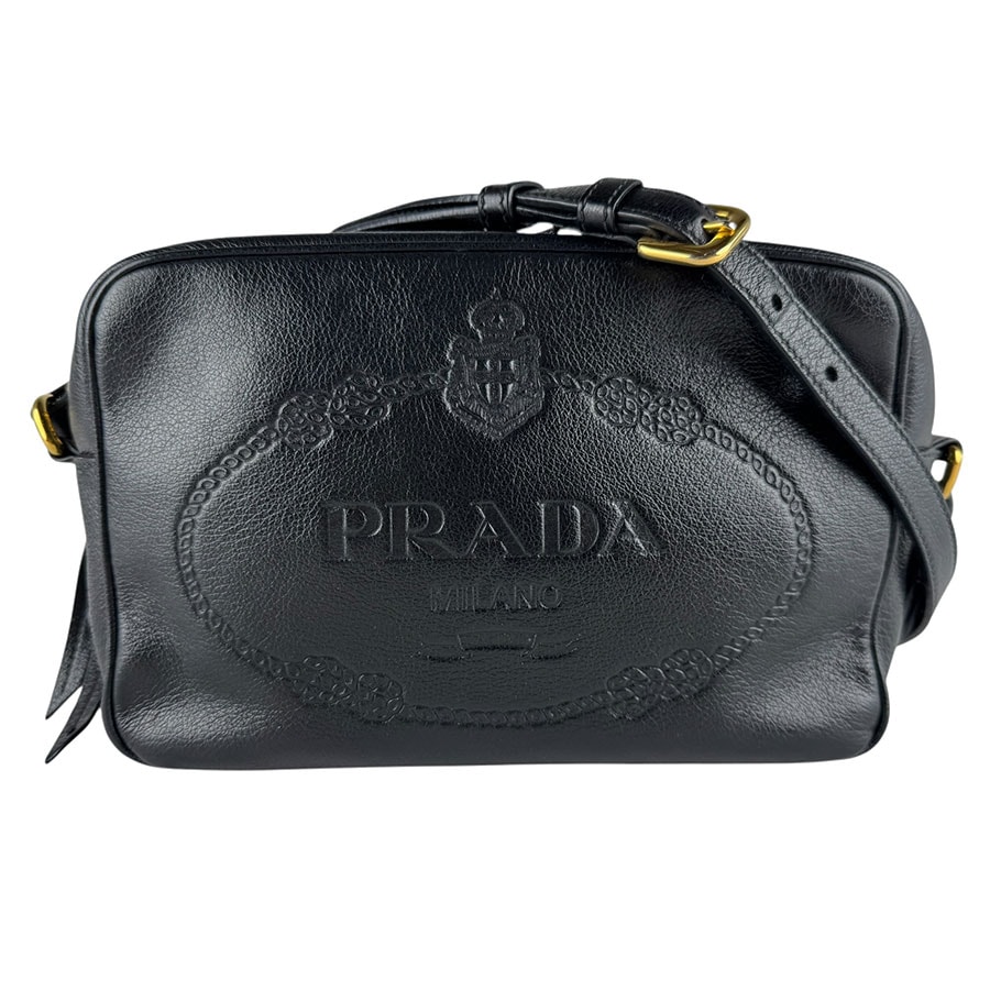 プラダ PRADA ショルダーバッグ レザー ブラック レディース【中古】 z10447