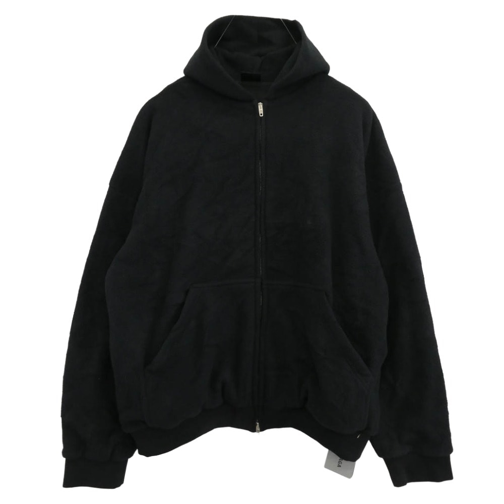 BALENCIAGA バレンシアガ ジャケット 768694 TRVZ8 OUTERWEAR ZIP-UP HOODIE ボア フリース ジップアップ バックロゴジャケット ブラック系 3【新古品】【未使用】【中古】