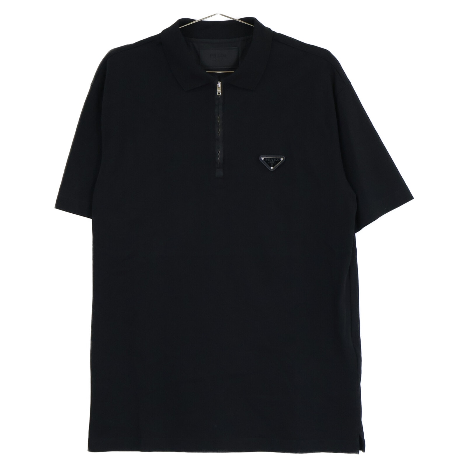 プラダ 【美品/国内正規/24年製】UJN903 Re-Nylon トライアングルロゴプレート ハーフジップ 半袖ポロシャツ M