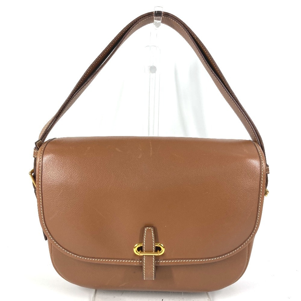 エルメス HERMES パドックゴルフ ヴィンテージ カバン フラップ ショルダーバッグ ハンドバッグ ショルダーバッグ レザー 不鮮明刻 ブラウン