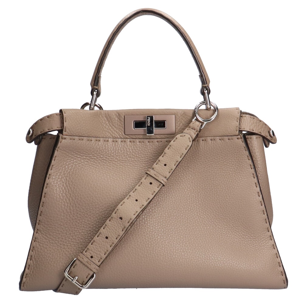フェンディ ピーカブー セレリア ショルダーバッグ カーフ 8BN290 グレー レディース FENDI  中古