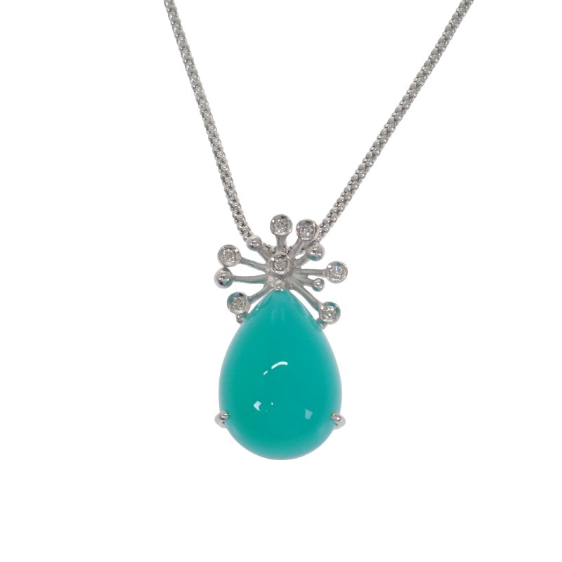 ブルーカルセドニー ネックレス K18WG ダイヤモンド【中古】【Aランク】