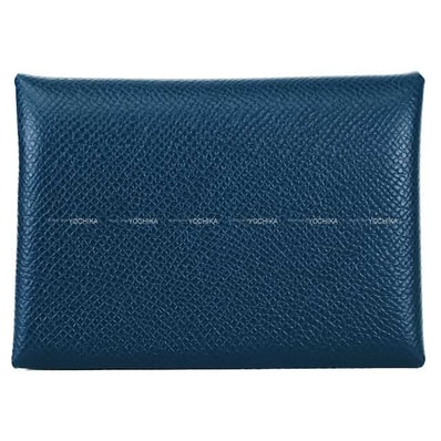 HERMES エルメス カードケース カルヴィ デュオ ヴェルソ ブルードプリュス/ヴェールフィズ エプソン シルバー金具 W刻印 新品