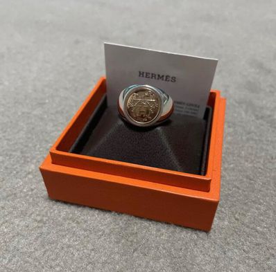 Hermes Hermes Ex-Libris Signet Ring PM "Silver/Pink Gold"
