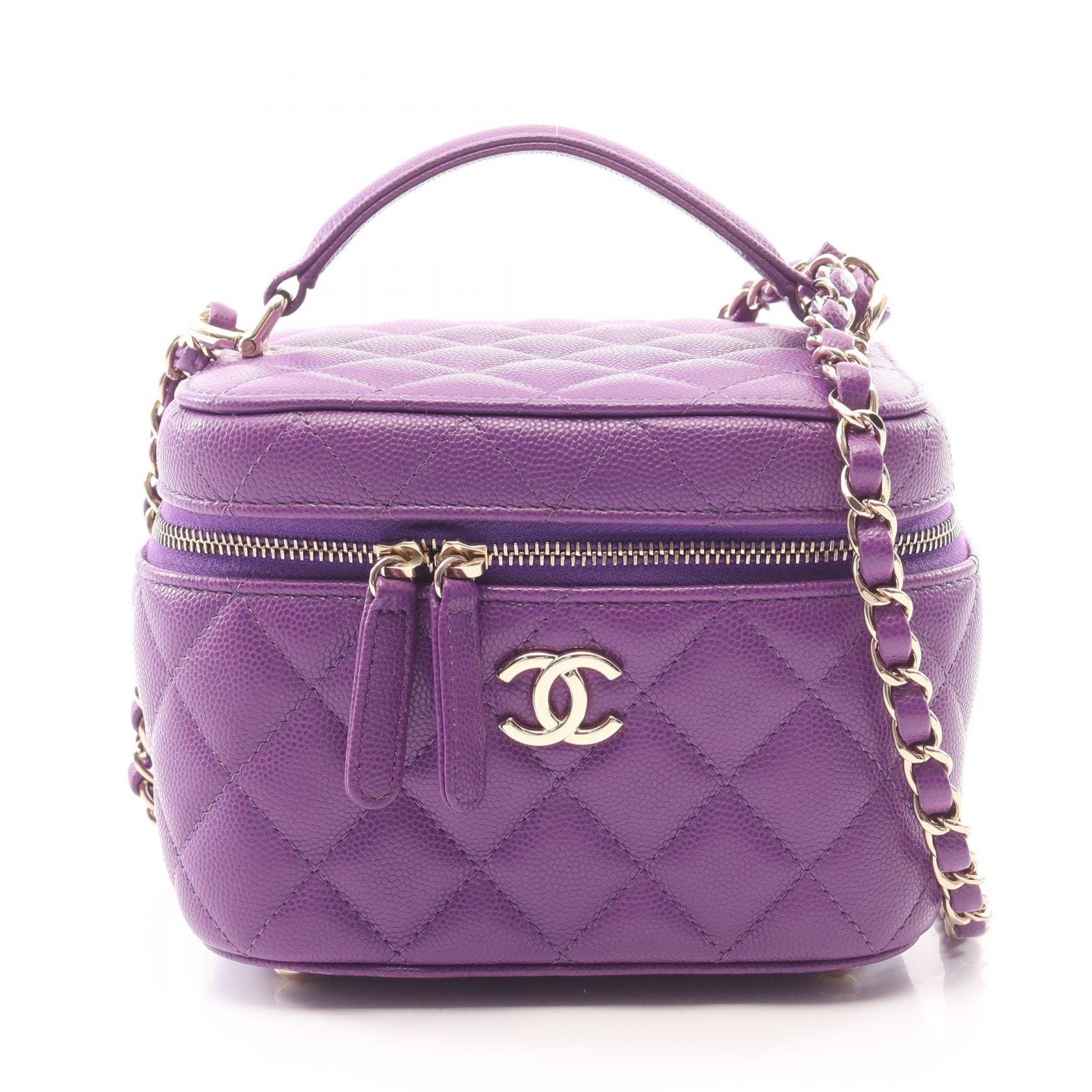 シャネル CHANEL マトラッセ バニティバッグ 2WAY ショルダーバッグ バッグ キャビアスキン(グレインドカーフ) レディース パープル系 AP2199 【中古】