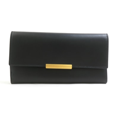ボッテガヴェネタ BOTTEGAVENETA 二つ折り長財布 レザー ブラック ユニセックス【中古】 r11220k