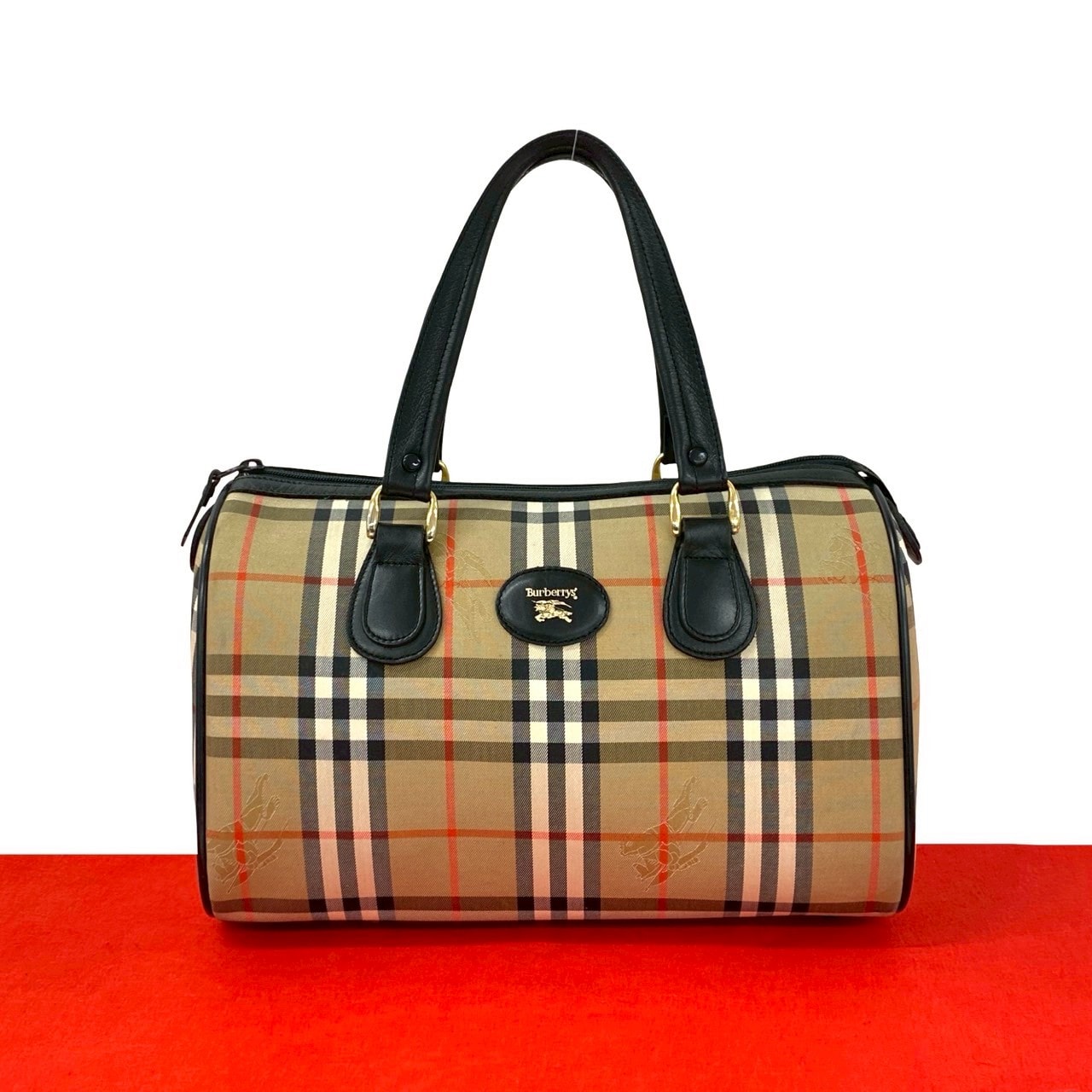 バーバリー ハンドバッグ ノバチェック キャンバス レザー BURBERRY 