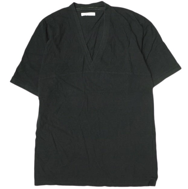 FUMIKA_UCHIDA フミカウチダ 日本製 COTTON DEEP V OVER SHOULDER TEE VネックTシャツ FU-J-CT004 S BLACK 半袖 トップス g22725