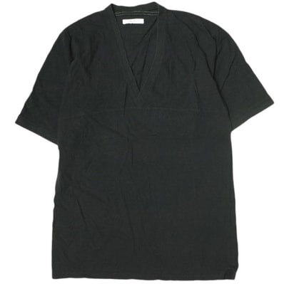 FUMIKA_UCHIDA フミカウチダ 日本製 COTTON DEEP V OVER SHOULDER TEE VネックTシャツ FU-J-CT004 S BLACK 半袖 トップス g22725