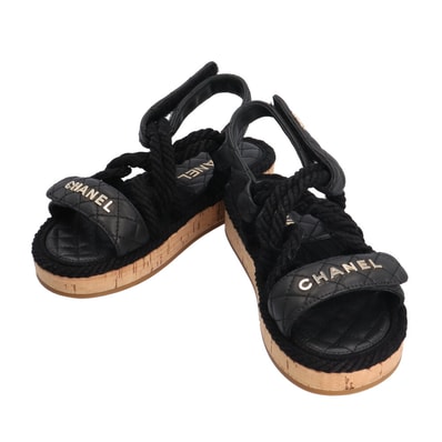 シャネル フラットロープサンダル マトラッセ ココマーク サンダル レザー G34602 レディース CHANEL 中古