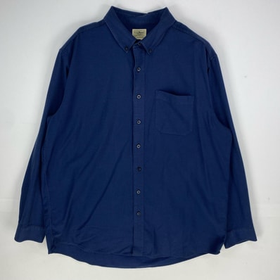 古着 エルエルビーン L.L.Bean 長袖シャツ ボタンダウン アウトドア 胸ポケット ロングスリーブ XL ネイビー系 チェック メンズ