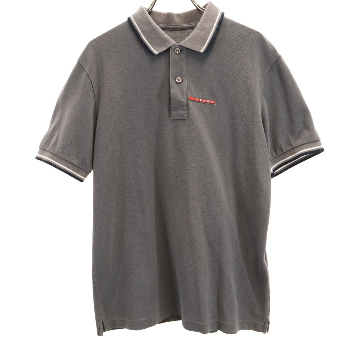 PRADA SPORTS プラダスポーツ 半袖 ポロシャツ M チャコールグレー 鹿の子