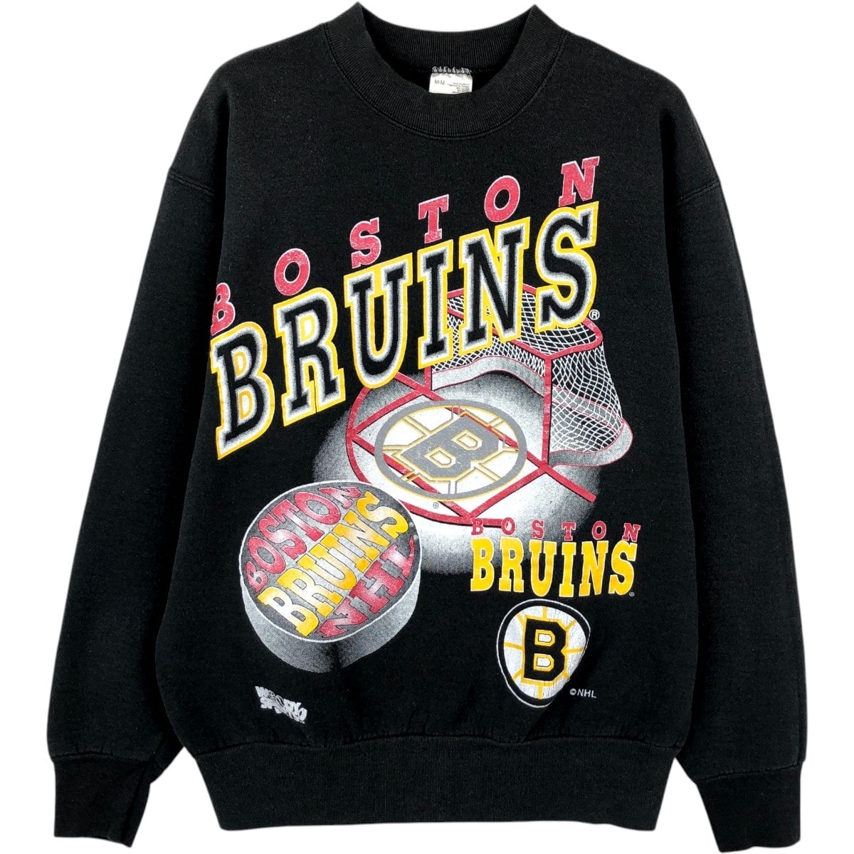 古着 90年代 フルーツオブザルーム FRUIT OF THE LOOM NHL BOSTON BRUINSボストンブルーインズ プリントスウェットシャツ トレーナー カナダ製 メンズM相当 ヴィンテージ/eaa672232