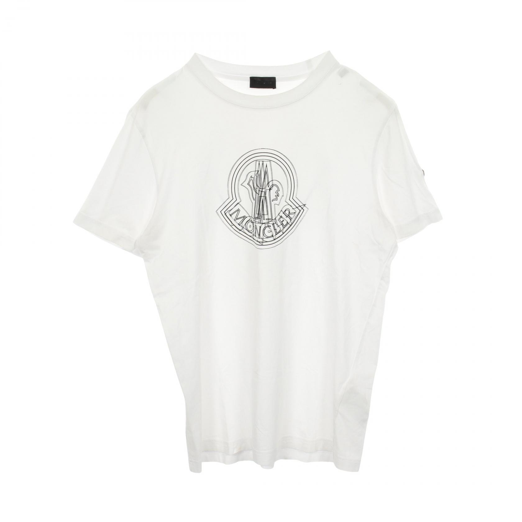 モンクレール MONCLER ロゴ クルーネック 半袖Tシャツ 衣料品 トップス コットン メンズ ホワイト系 J10918C00028 【中古】