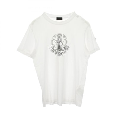 モンクレール MONCLER ロゴ クルーネック 半袖Tシャツ 衣料品 トップス コットン メンズ ホワイト系 J10918C00028 【中古】
