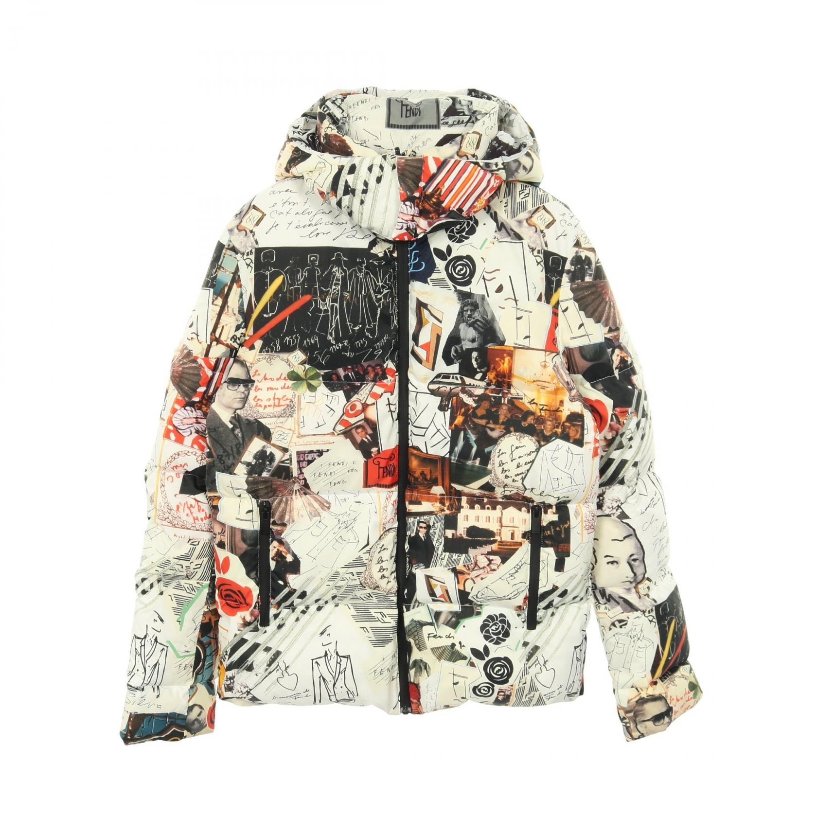 フェンディ FENDI ダウンジャケット 衣料品 アウター ナイロン レディース ホワイト系 / マルチカラー 【中古】