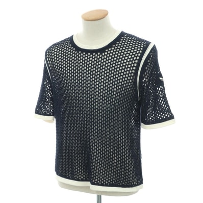 【中古】アディダス adidas × Wales Bonner 2025年春夏 コットンポリエステル クルーネック 半袖 プルオーバーニット ネイビー【サイズS】【ユニセックス】