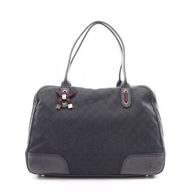グッチ GUCCI プリンシー GGキャンバス シェリーライン ショルダーバッグ バッグ キャンバス レザー レディース ネイビー系 / ブラック系 162881 【中古】