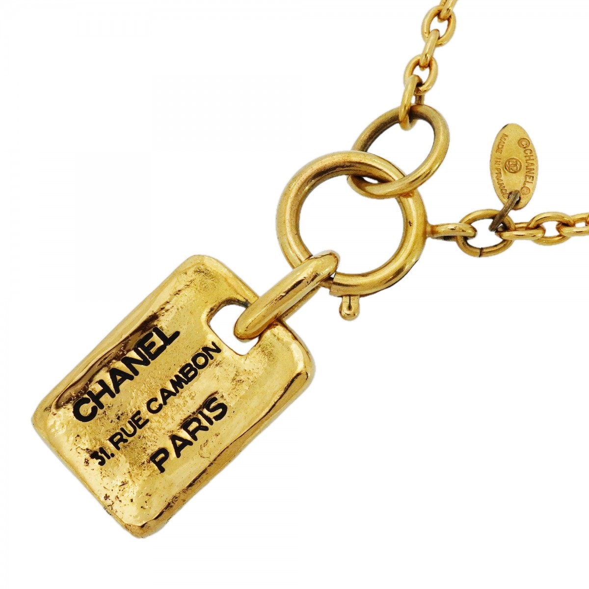 【6jcb0794】シャネル ネックレス ヴィンテージ シャネルロゴ カンボン GPメッキ ゴールド【中古】レディース