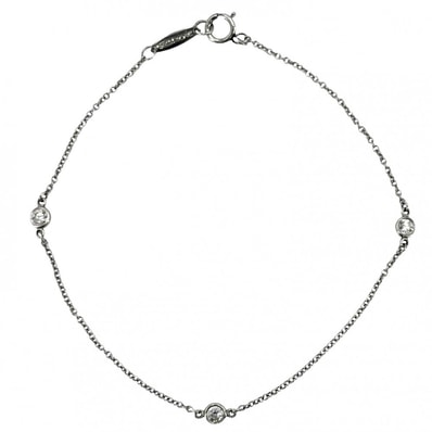 TIFFANY&Co. ティファニー ブレスレット エルサペレッティ バイザヤード アクセサリー ジュエリー 3Pダイヤ Pt950プラチナ ダイヤモンド レディース 約1.5g【中古品】