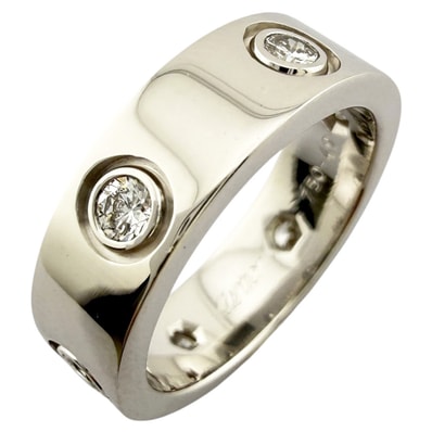 カルティエ ラブ フルダイヤモンド リング 指輪 9号 18金 K18ホワイトゴールド ダイヤモンド レディース CARTIER 中古
