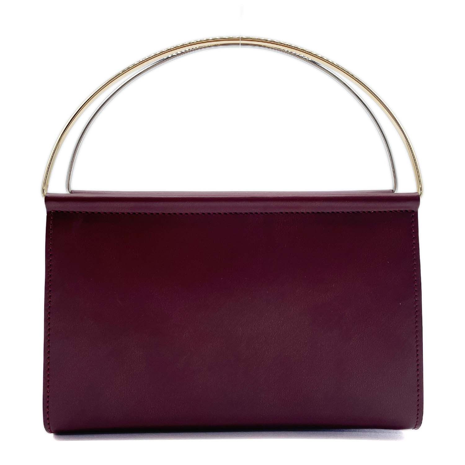 CARTIER カルティエ ハンドバッグ アクセサリーポーチ トリニティ レザー メタル ワインレッド レディース 【中古】