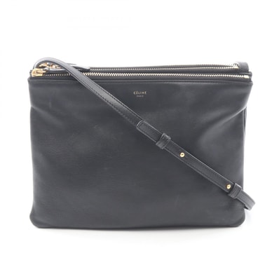 セリーヌ CELINE TRIO LARGE トリオ ラージ ショルダーバッグ バッグ レザー レディース ブラック系 【中古】