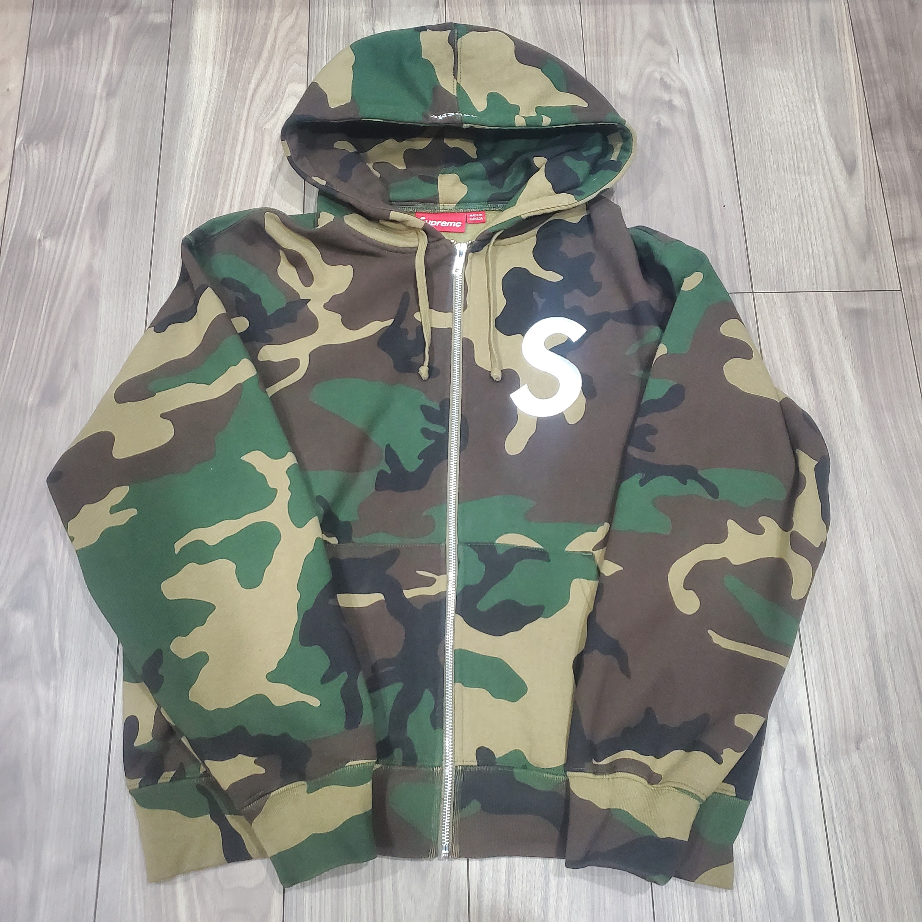 Supreme S Logo Zip Up Hooded Sweatshirt (25FW) "Woodland Camo"