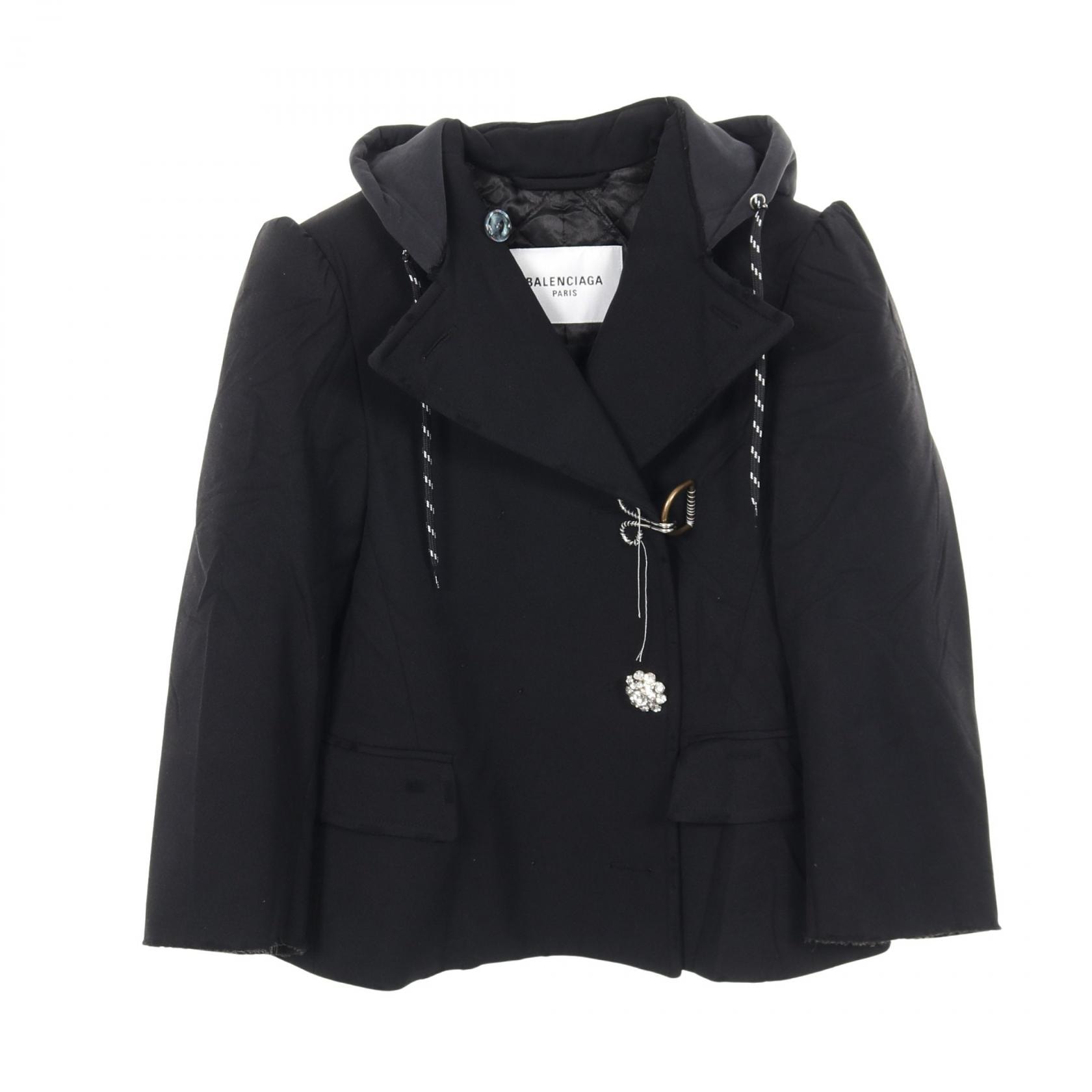 バレンシアガ BALENCIAGA テーラードジャケット 衣料品 アウター ナイロン レディース ブラック系 / ネイビー系 【中古】