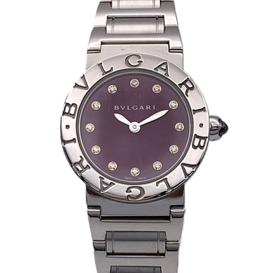 BVLGARI ブルガリ ブルガリ ブルガリ 12P 26mm 腕時計 BBL26C7SS/102606 ステンレススチール パープル シルバー 自動巻き レディース【中古】