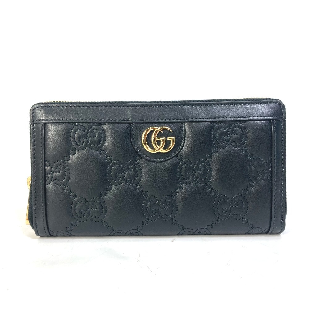 グッチ GUCCI GGマトラッセ ジップアラウンドウォレット 723784 ロングウォレット ラウンドファスナー 長財布 レザー ブラック 未使用