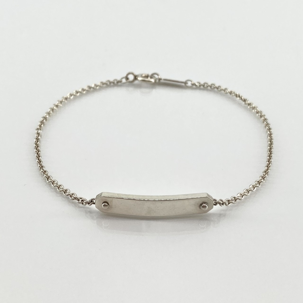 TIFFANY&Co.(ティファニー) IDタグプレート 小豆チェーン Ag925 ブレスレット 2.59g シルバー
