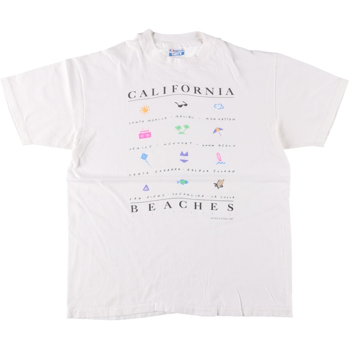 古着 80年代 ヘインズ Hanes BEEFY-T 青タグ プリントTシャツ USA製 メンズL相当 ヴィンテージ/eaa568782