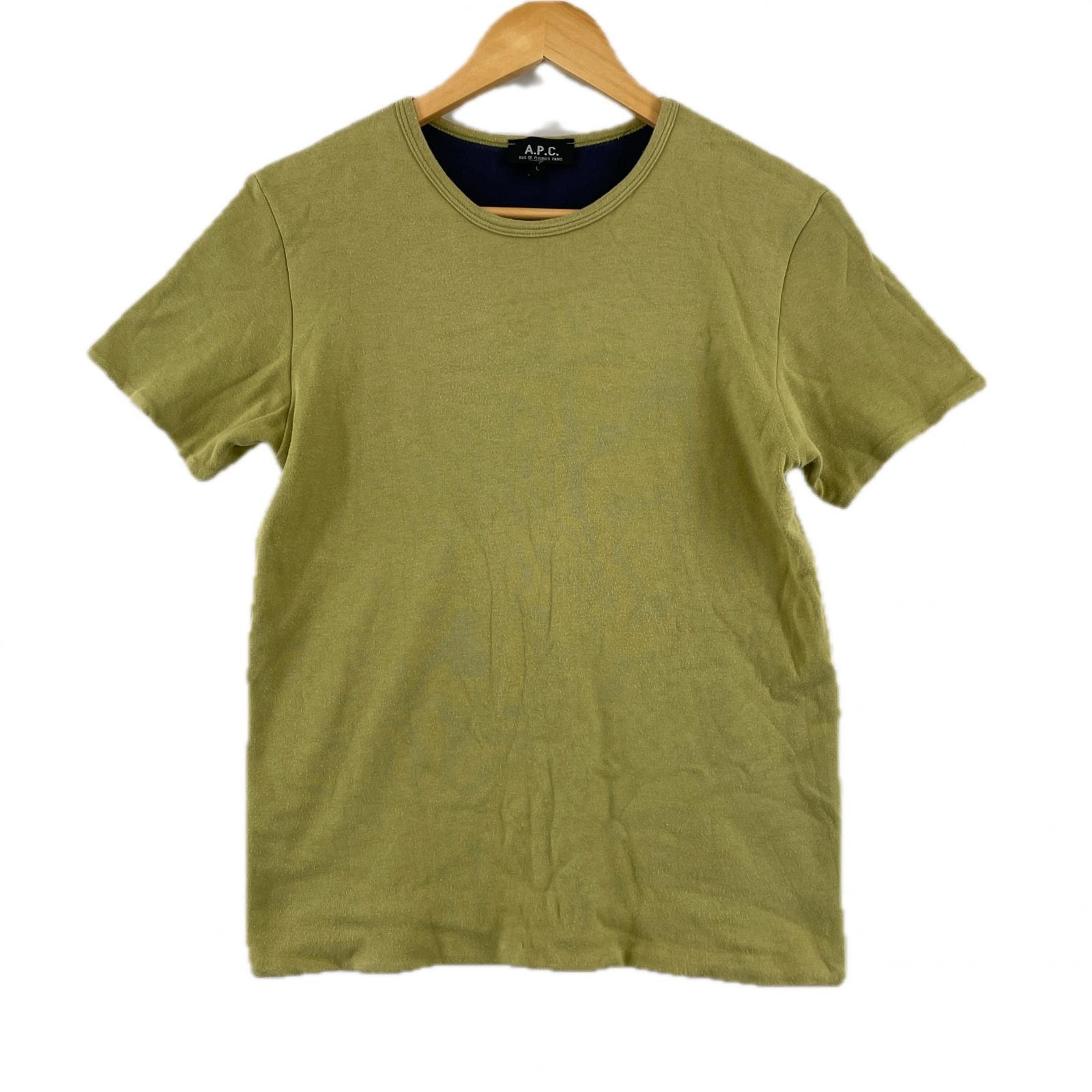 美品 A.P.C. アーペーセー 無地 春夏 SS 半袖Tシャツ コットン カーキ レディース L【古着】【中古】