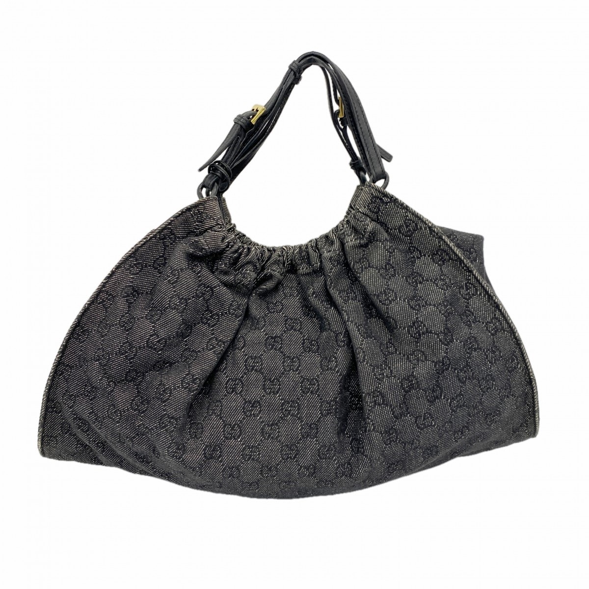 【6dc2895-k】グッチ ハンドバッグ 76554 デニム ブラック ゴールド金具【中古】レディース