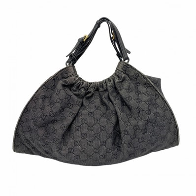 【6dc2895-k】グッチ ハンドバッグ 76554 デニム ブラック ゴールド金具【中古】レディース