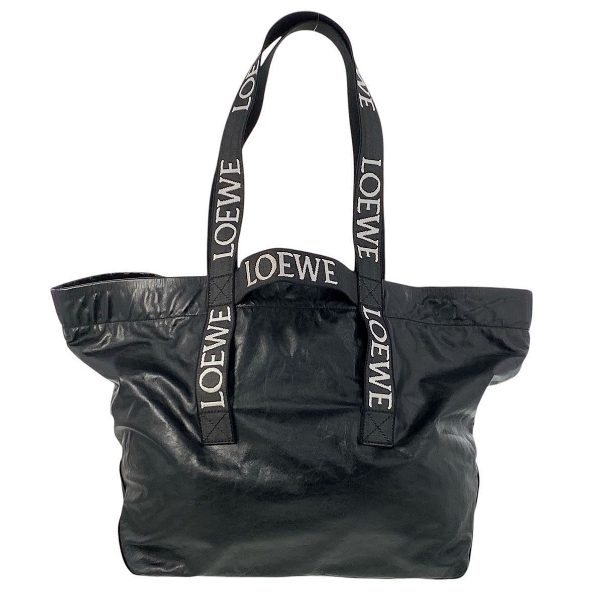 LOEWE ロエベ フォールドショッパー トートバッグ B507X23X01 ペーパーカーフ ブラック レディース【中古】