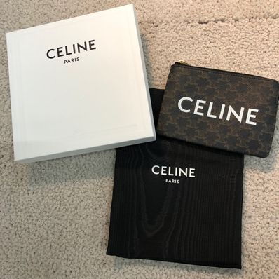 CELINE Coin and Card Pouch In Triomphe Canvas "Black"