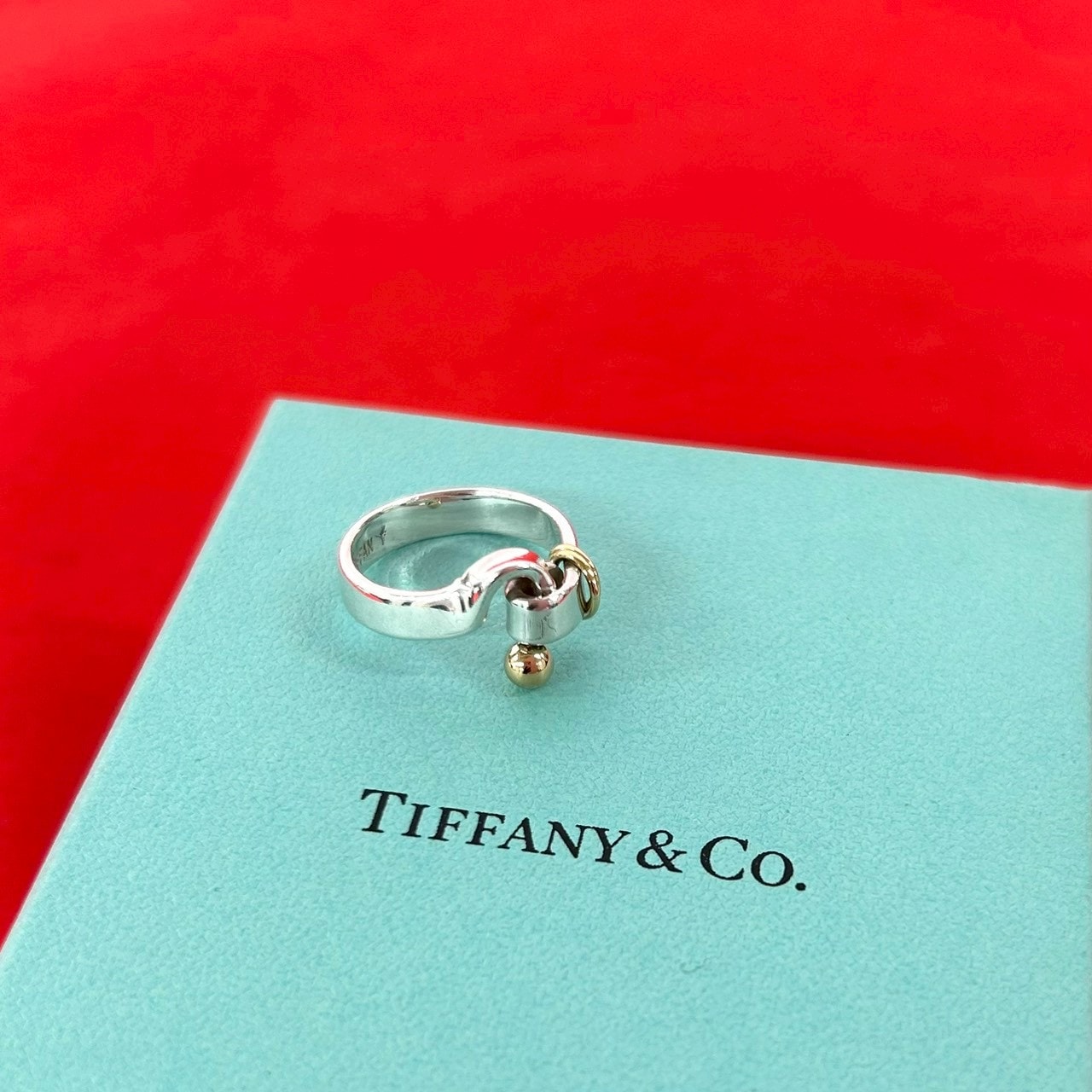 TIFFANY&Co. ティファニー ラブノット リング フック&アイ シルバー925 K18イエローゴールド リング・指輪 10号 シルバー
 l2600