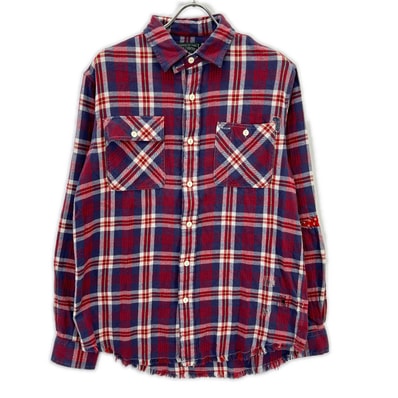 ポロカントリー ネイビー×レッド クラシックフィット Plaid Twill ワークシャツ M