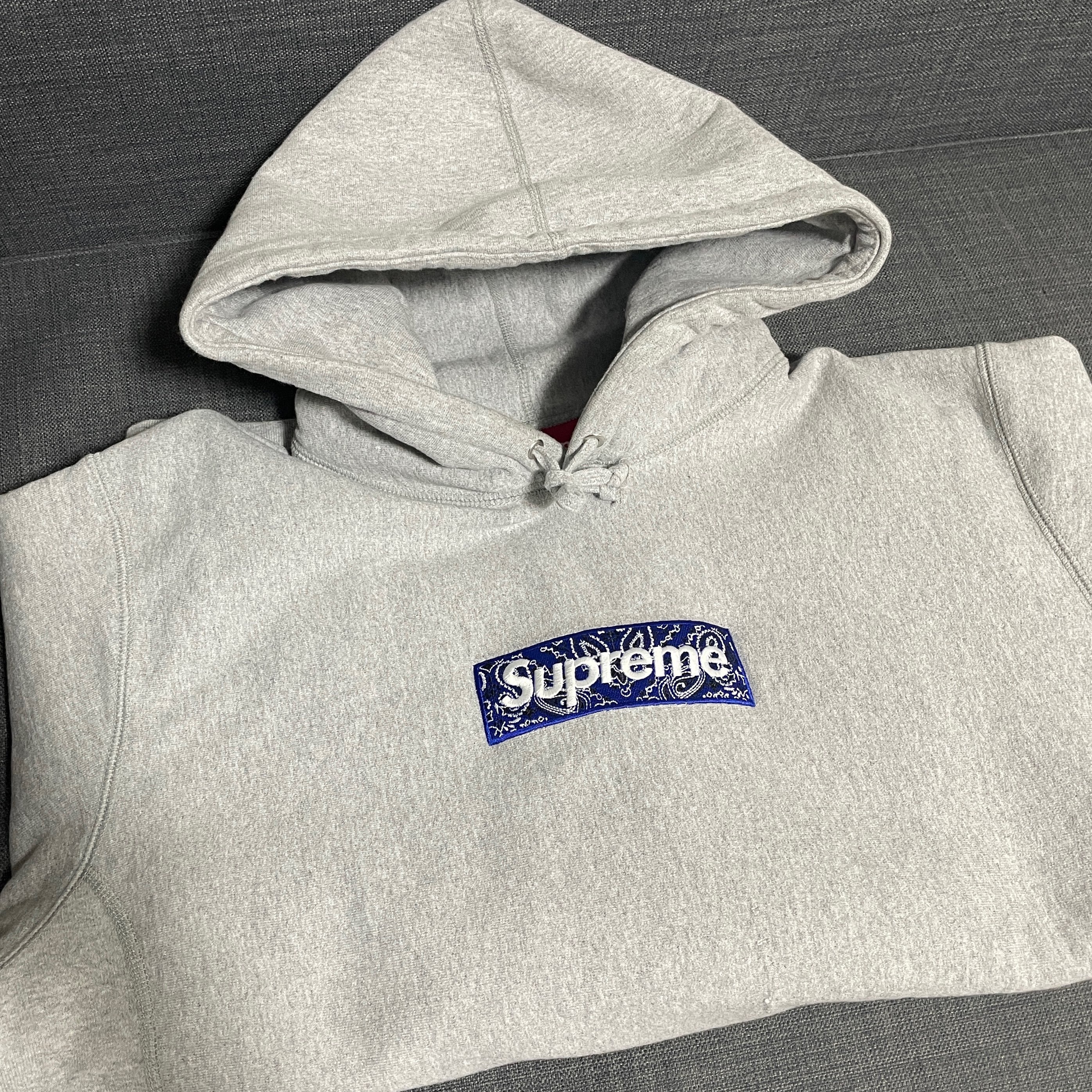 Supreme Bandana Box Logo Hooded Sweatshirt "Grey"