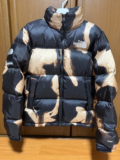 Supreme x The North Face Bleached Denim Print Nuptse Jacket "Black"