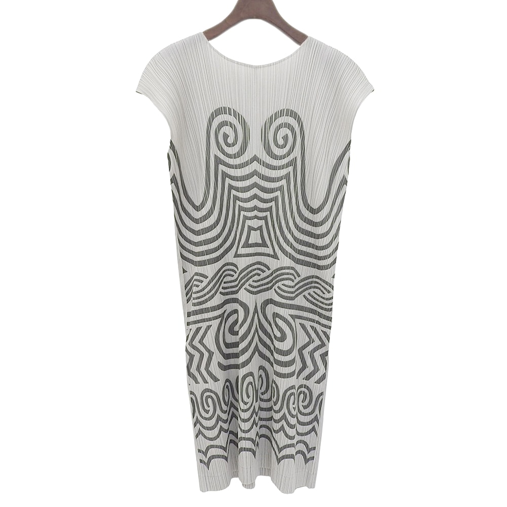 プリーツプリーズ 美品 エンボス加工 ワンピース レディース ライトグレー グリーン 2 PP63-JH712 2